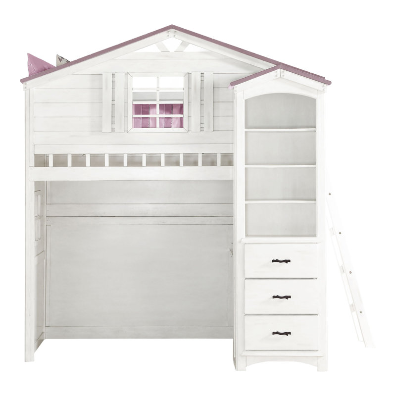 Abinash twin loft bed with drawers and shelves discount